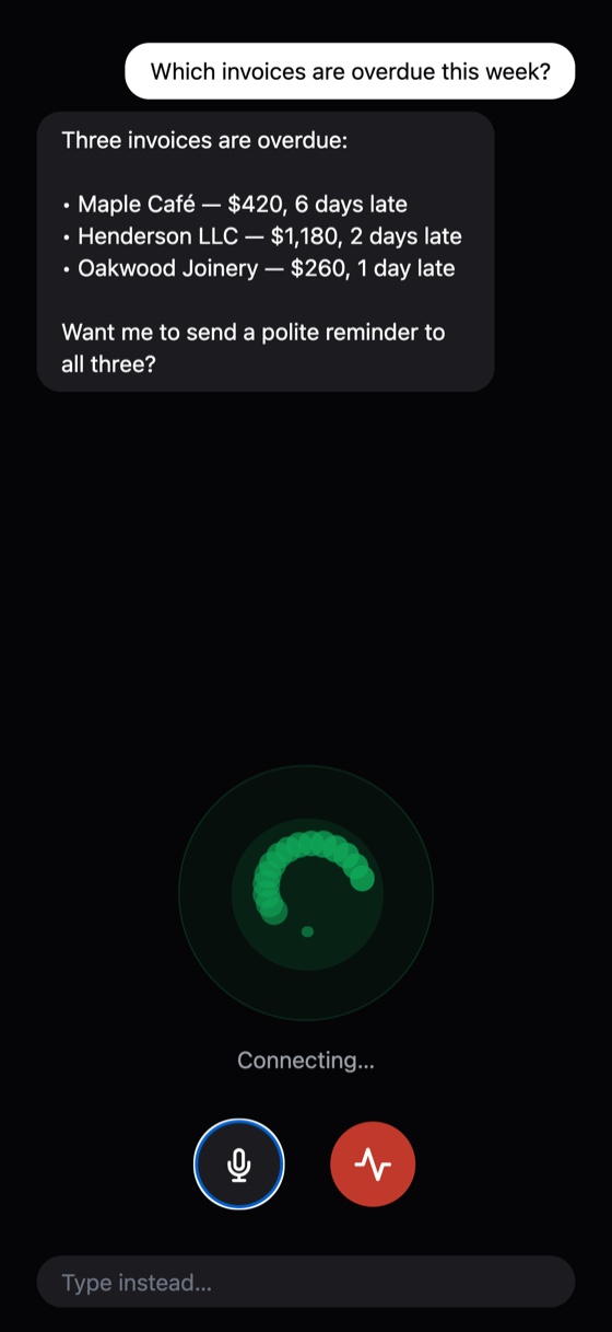 Sois Agent mobile app voice screen